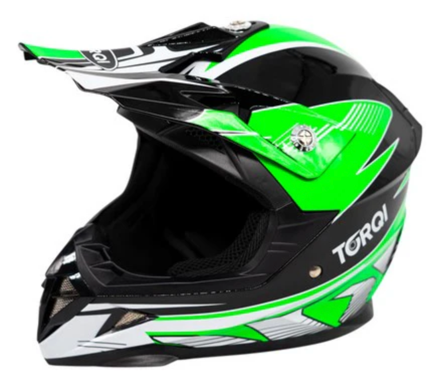Torqui Motocross Helmet - Green Small
