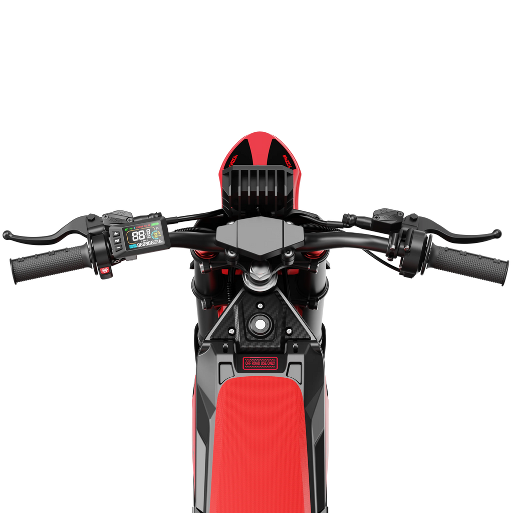 Yozma IN 10 Electric Dirt Bike — 2600W 48V 23.4Ah — 40 mph Off-Road (Red / Black)