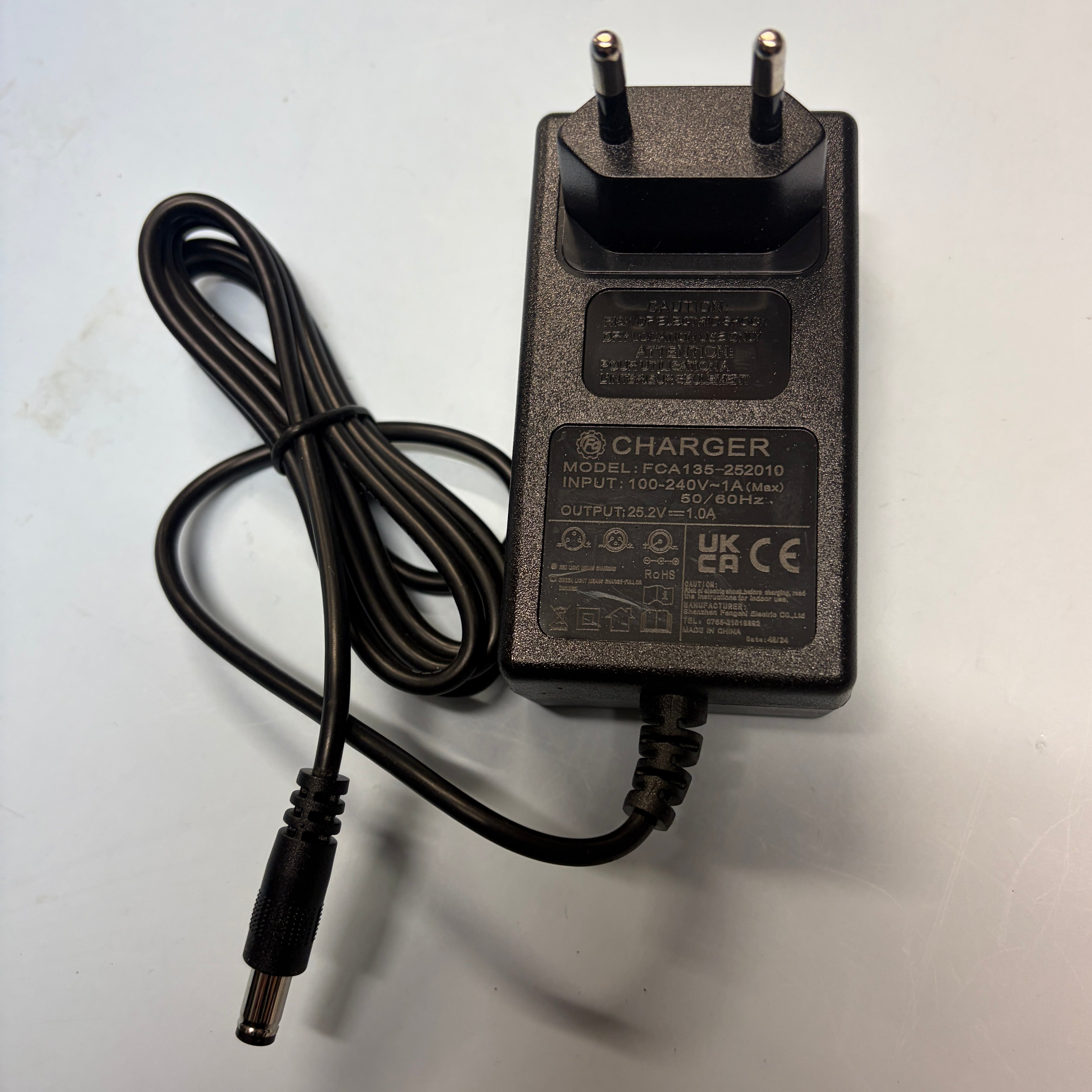 25.2V 1A charger 2 pin for kids scooter