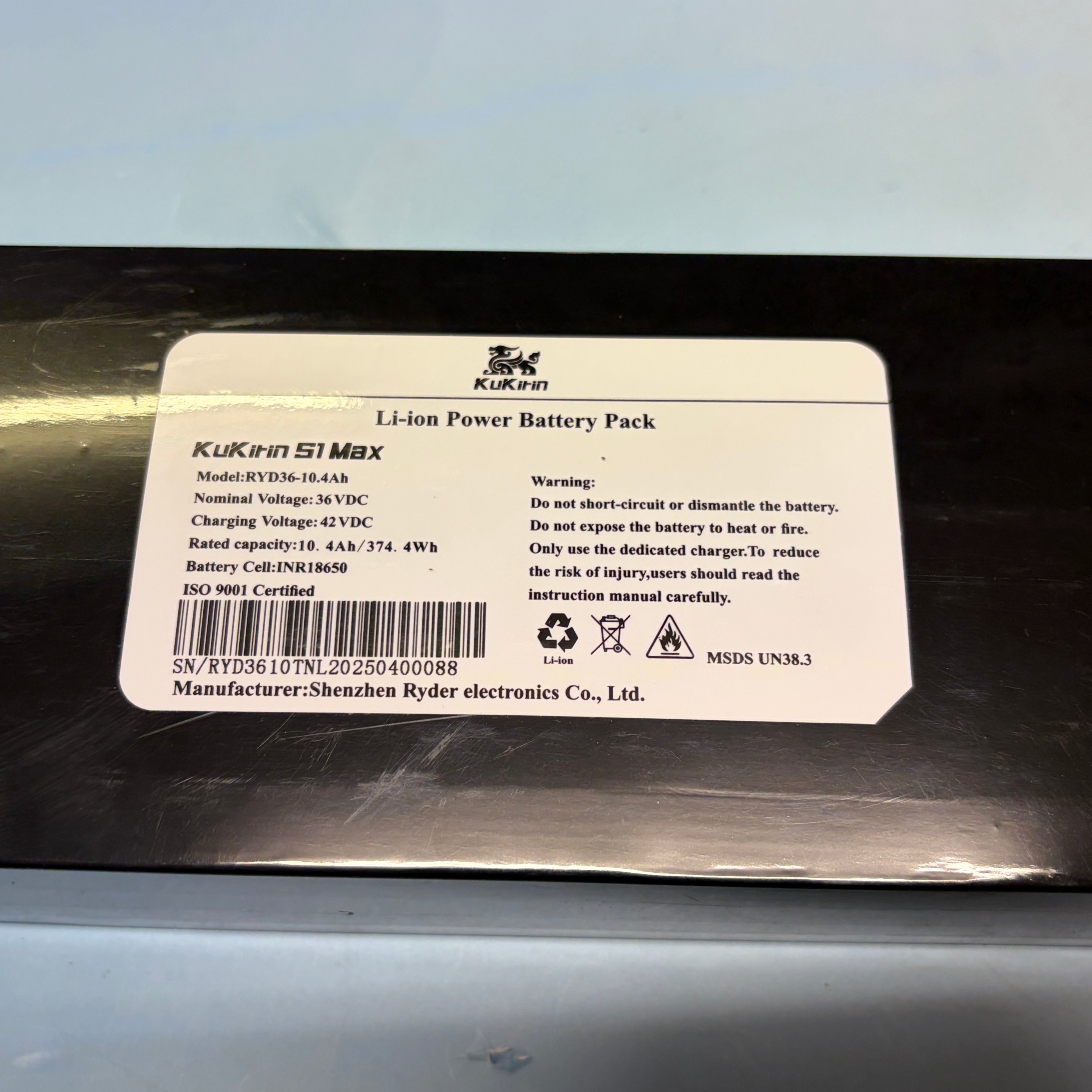 Kukirin S1 Max Battery